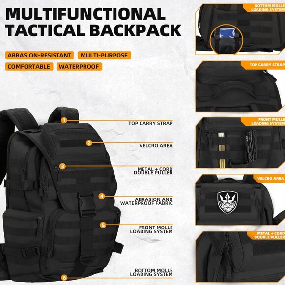 50L Military Tactical Backpack Hiking Waterproof Backpack Large Military Pack 3 - Picture 3 of 6